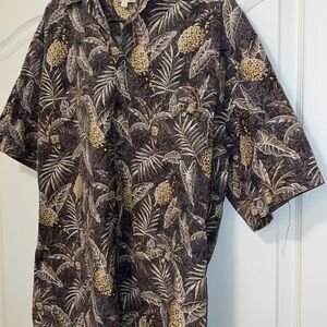 Pierre Cardin Hawaian Pineapple and Leaves Button Down Shirt - Men’s Large - VTG